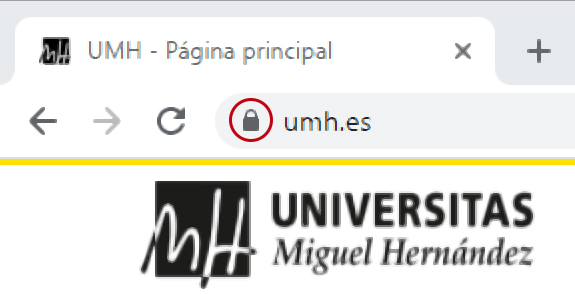 Icono de un candado a la izquierda de la URL
